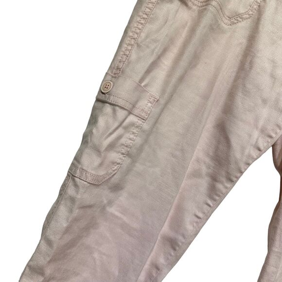 Level 99 Women's Lily Linen Pink Peach Cargo Pants Size 28 - Picture 4 of 9